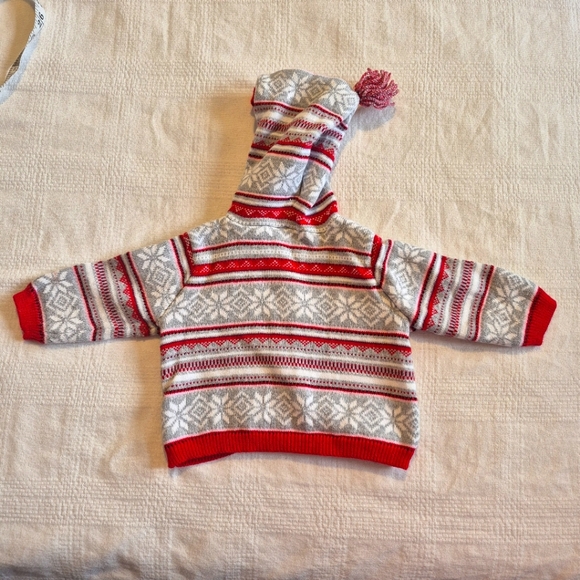 Gymboree girls size 3-6 months button up fair isle hooded cardigan VGUC - Picture 2 of 6
